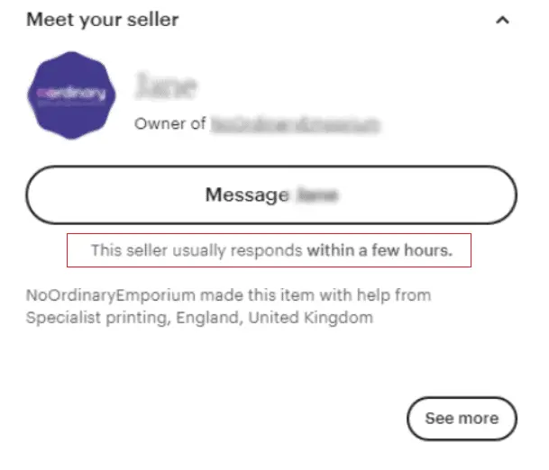 This Etsy Seller Responds Within Few Hours
